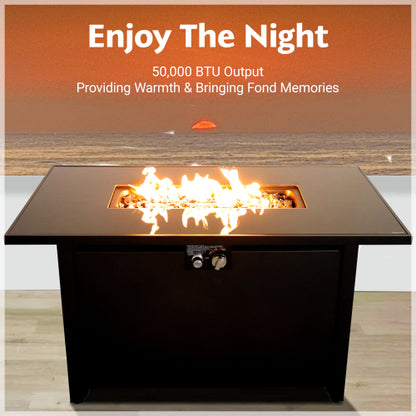25 H x 42 W Steel Outdoor Fire Pit Table with Lid