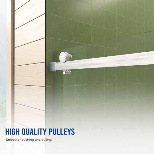 56"-60"W x 70"H Frameless Shower Door, Sliding Shower Door, with Premium 5/16"(8mm) Thick Tempered Glass Shower Enclosure,Double Side Easy Clean Coat,Brushed Nickel Finished With Buffer