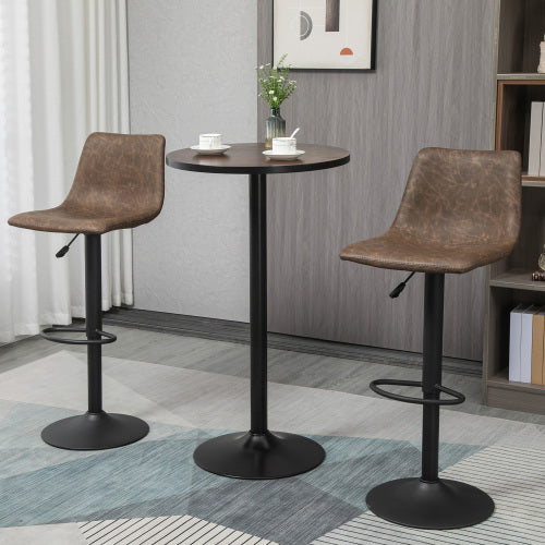 42inch   H Bar Height Round Bar Table, Rustic Industrial Pub Table, Elm Wood Top Bistro Table with Metal Base