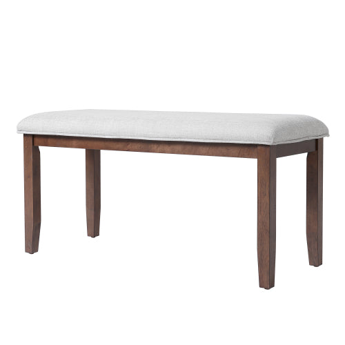 Upholstered Bench for Bedroom End of Bed,38-inch Entryway Bench for Living Room,Dining Bench with Padded Seat and Solid Wood Leg for Kitchen Bedroom,Indoor and Hallway (Bench, Beige+Cherry)