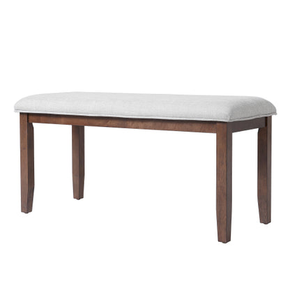 Upholstered Bench for Bedroom End of Bed,38-inch Entryway Bench for Living Room,Dining Bench with Padded Seat and Solid Wood Leg for Kitchen Bedroom,Indoor and Hallway (Bench, Beige+Cherry)