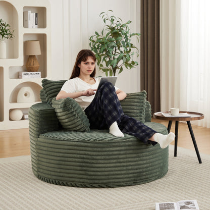 50"L Corduroy Sponge single sofa,No Assembly Required,Fluffy Modern Sleeper Chair for Living room, Bedroom, Lounge and Projection Room(Not a swivel chair.)