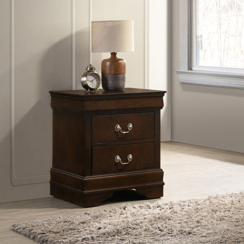 Cappuccino 2-Drawer Nightstand with Bail Handles