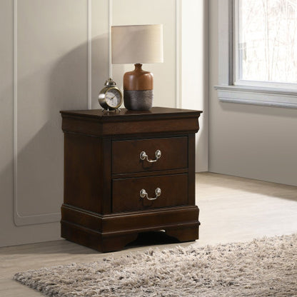 Cappuccino 2-Drawer Nightstand with Bail Handles