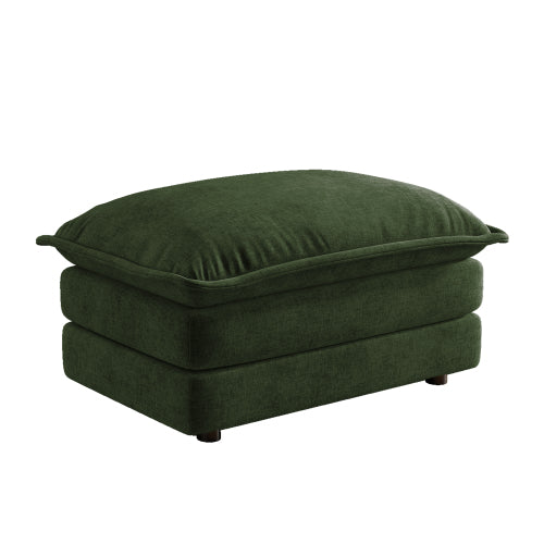 Green Chenille Modular Sectional Sofa Ottoman with Solid Wood Frame