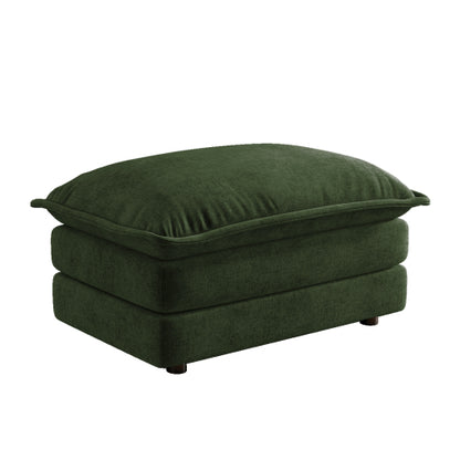 Green Chenille Modular Sectional Sofa Ottoman with Solid Wood Frame