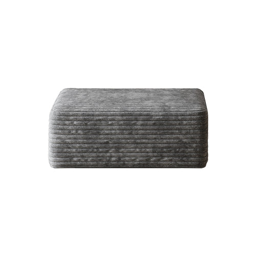 Dark Grey Plush Corduroy Sofa Ottoman with Compressed Packaging