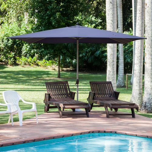 Rectangle Patio Umbrella with Crank Lift , Navy Blue (Base not included)