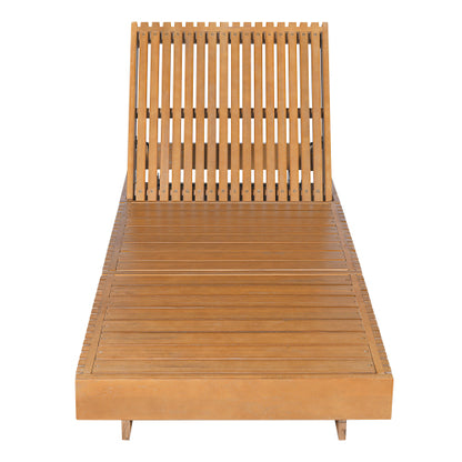 Outdoor Chaise Lounge Chair with 6-Position Adjustable Backrest,Acacia solid wood,Copper Teak Color