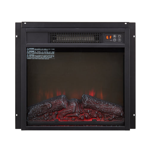 Electric Fireplace Insert 18" 1400W 120V ,Equipped with remote control, ultra thin heater with log set & realistic flame - BLACK