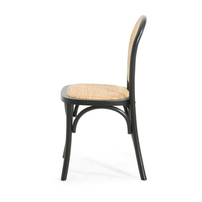 Set of 2 Vintage Rattan Dining Chairs, Birch Solid Wood Frame No Assembly Required