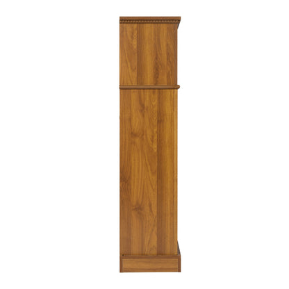 Light Walnut 3-Tier Arched Open Bookshelf Beaded Trim Eco-Friendly Wood Living Room Hallway Display Shelf