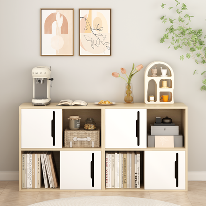 Nordic Style Wooden Storage Cabinet Sliding Door Design Open Closed Combined Shelf Cabinet For Bedroom Kids Room