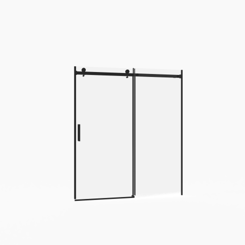 56-60"W x 72"H Frameless Sliding Shower Door,5/16" (8mm) Thick SGCC Tempered Clear Glass,Double Side Easy Clean Coat, Matte Black Finished With Buffer