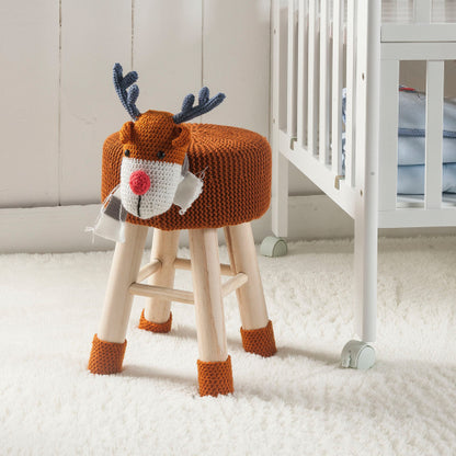 Deer Ottoman Stool Cute Animal Foot Stool Kids Seat with Solid Wood Legs