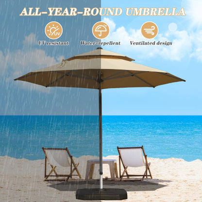 Round Cantilever Umbrella with Center Pole, Beige (Base Not Included)