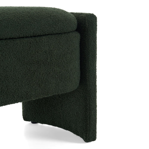 Boucle Storage Ottoman Bench with 17 Gallon Capacity, Dark Green