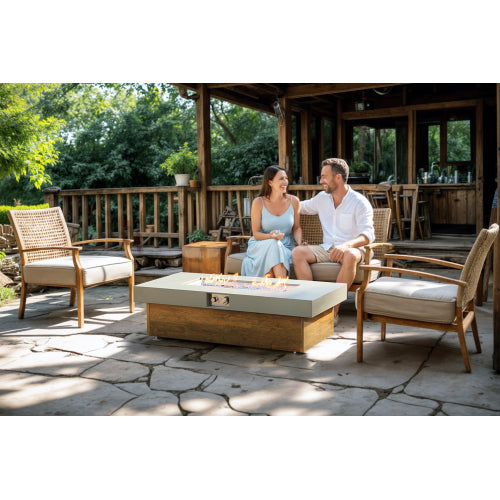 48_inch Iron Fire Pit Table with Wood Grain