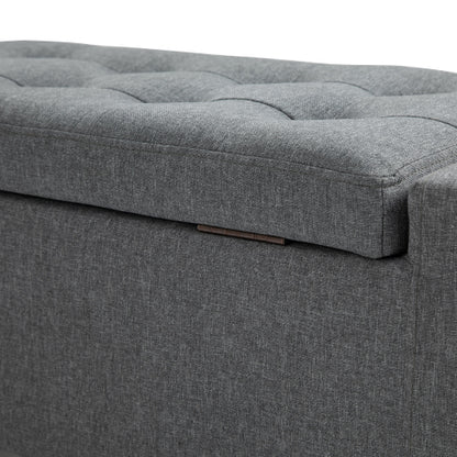 36.25 inch Gray Linen Tufted Storage Ottoman Bench, Lift Top Footrest, 330 LBS Rubberwood Leg End-of-Bed Stool