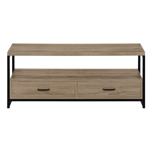 Brown 48 inch TV Stand with Drawers and Black Metal Frame