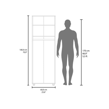 Armoire, Two Interior Shelves, Hanging Rod, Double Door, Clothes and Bedroom Storage, White