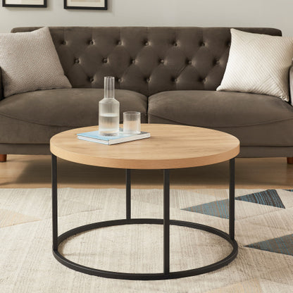 31.5inch  Round Coffee Table, Natural Oak Finish
