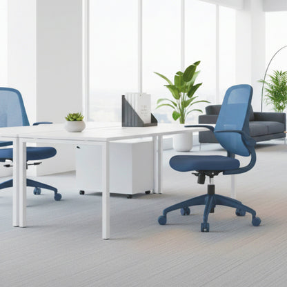 Ergonomic Color Office Chair 300lb (About 149.7kg), Home Office, Mesh Back, Integrated Molded Foam, Comfortable Sitting, Flipping Armrest, Fireproof, Rotating, Lifting Multifunctional Chair (Blue)