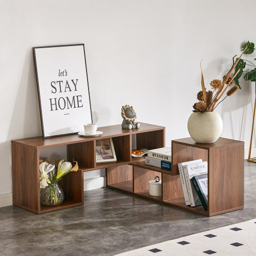2-Piece L-Shaped Free Combination Cube TV Stand Adjustable Length 45-80 Inch TV Gaming Storage Shelf