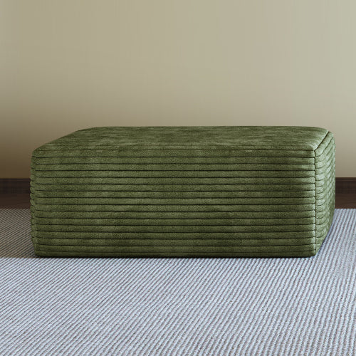 Green Plush Corduroy Modular Sofa Ottoman, No Assembly Cloud Couch with Spring & Sponge Support, Freely Movable Units
