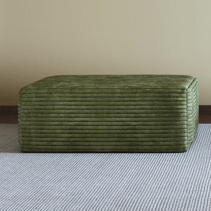 Green Plush Corduroy Modular Sofa Ottoman, No Assembly Cloud Couch with Spring & Sponge Support, Freely Movable Units