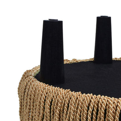 24 inch Round Upholstered Accent Ottoman, Olive Green Performance Velvet Round Foot Stool