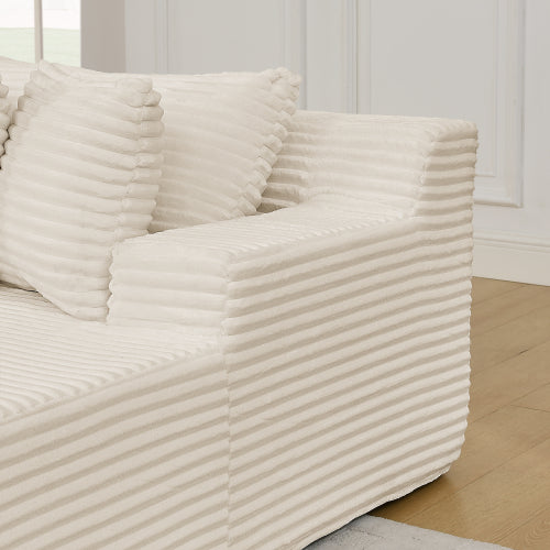 Beige Velvet Compressed TwoSeater Lazy Lounge Sofa,No Assembly