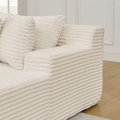 Beige Velvet Compressed TwoSeater Lazy Lounge Sofa,No Assembly