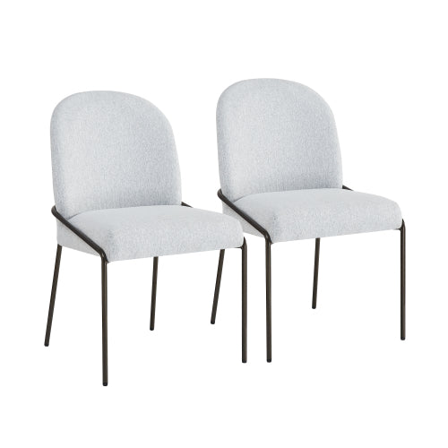 Modern Dining Chairs Set of 2, Light Grey Polyester Upholstered Chairs with Bronze Iron Frame