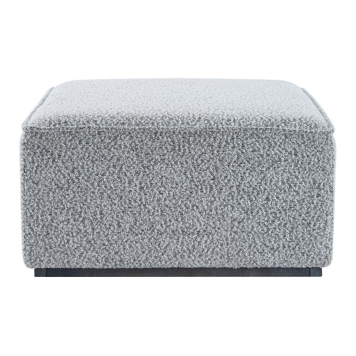 30 inch Square Black White Loop Yarn Ottoman, Upholstered Footrest with Solid Rubber Wood Feet for Multi-Room Use