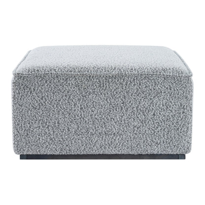 30 inch Square Black White Loop Yarn Ottoman, Upholstered Footrest with Solid Rubber Wood Feet for Multi-Room Use