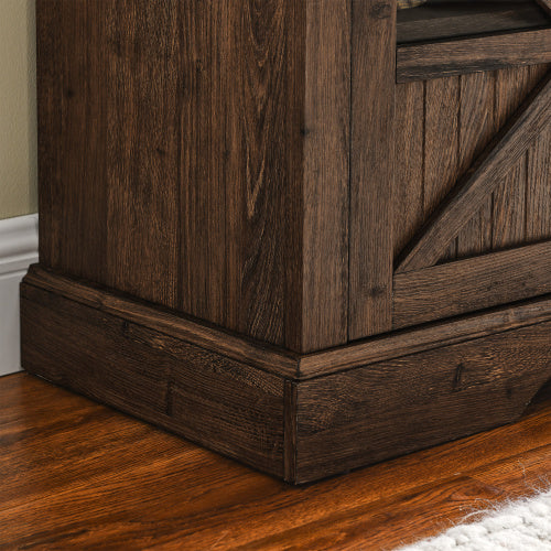 60 Inch Electric Fireplace Entertainment Center With Door Sensor-Reclaimed Barnwood Color