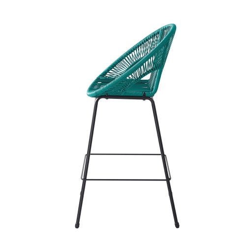 Ferrara Outdoor Patio Teal Faux Wicker Barstool, Set of 2