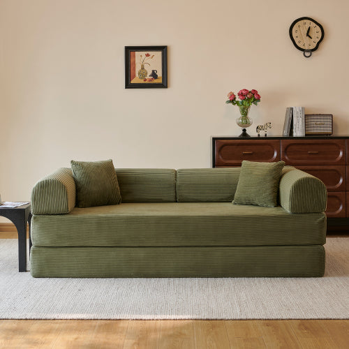78.8 inch  Corduroy Convertible Sofa Bed, Boneless Loveseat