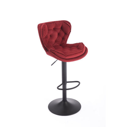 Set of 2 Bar Stools with powder Footrest and Base Swivel Height Adjustable Mechanical Lifting Velvet + powder Leg Simple Bar Stool-RED