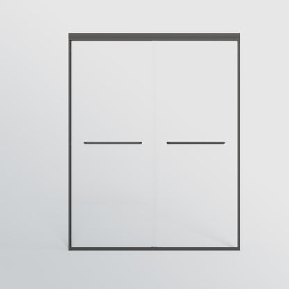 56-60 in. W x 72 in. H Double Sliding Shower Door, Semi-frameless Bypass Bathroom Sliding Door with 1/4" (6mm) Tempered Glass for Walk-in Shower, Matte Black 24D03-60MBX
