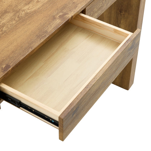 Elegant Natural Wood Grain Bar Table-50 Inches Long, a Practical Choice for Modern Homes.Wood Grain Texture Sticker,Equipped With Two Drawers.Serving As A Bar Table Or A Desk.