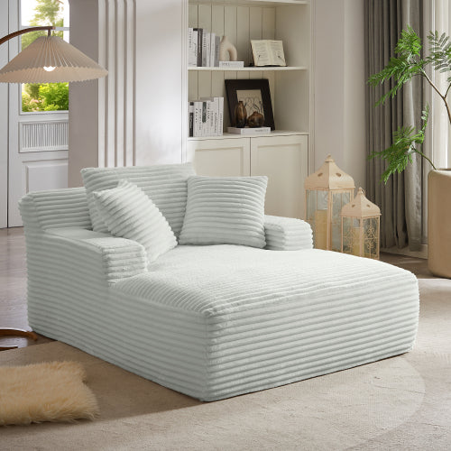 Oversized Corduroy Indoor Chaise Lounge, No Assembly Sleeper Sofa