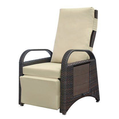 Outdoor Recliner Chair,Separate Adjustment Mechanism PE Wicker Adjustable Reclining Lounge Chair and Removable Soft Cushion,Modern Armchair and Ergonomic for Home, Sunbathing or Relaxation