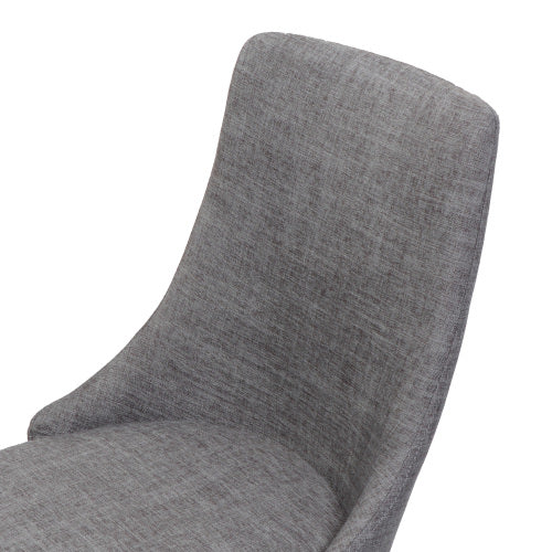 Set of 2 Light Gray Polyester Armless Mid-Century Dining Chairs, Wood Frame Iron Tapered Legs