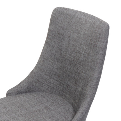 Set of 2 Light Gray Polyester Armless Mid-Century Dining Chairs, Wood Frame Iron Tapered Legs