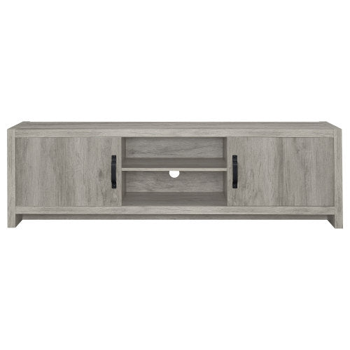 Grey Driftwood 71 Inch Modern Rustic TV Console with Adjustable Shelves