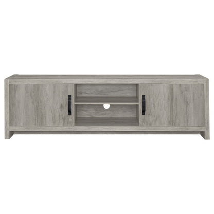 Grey Driftwood 71 Inch Modern Rustic TV Console with Adjustable Shelves