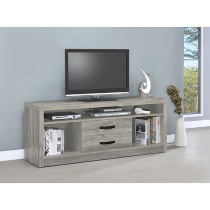 Weathered Grey Driftwood 59 Inch 2-Drawer Rustic TV Stand