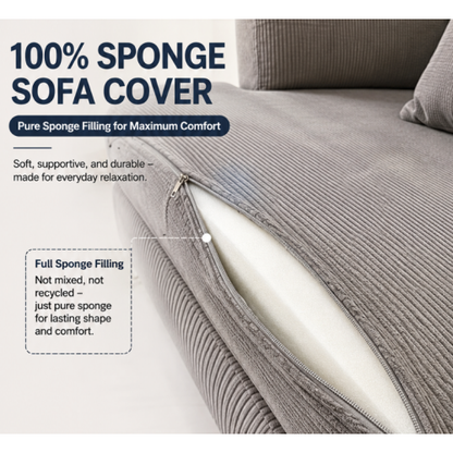 Multifunctional Convertible Corduroy 2-Seat Sofa Bed, Wide-Body Pure Sponge Compression Sofa for Small Space